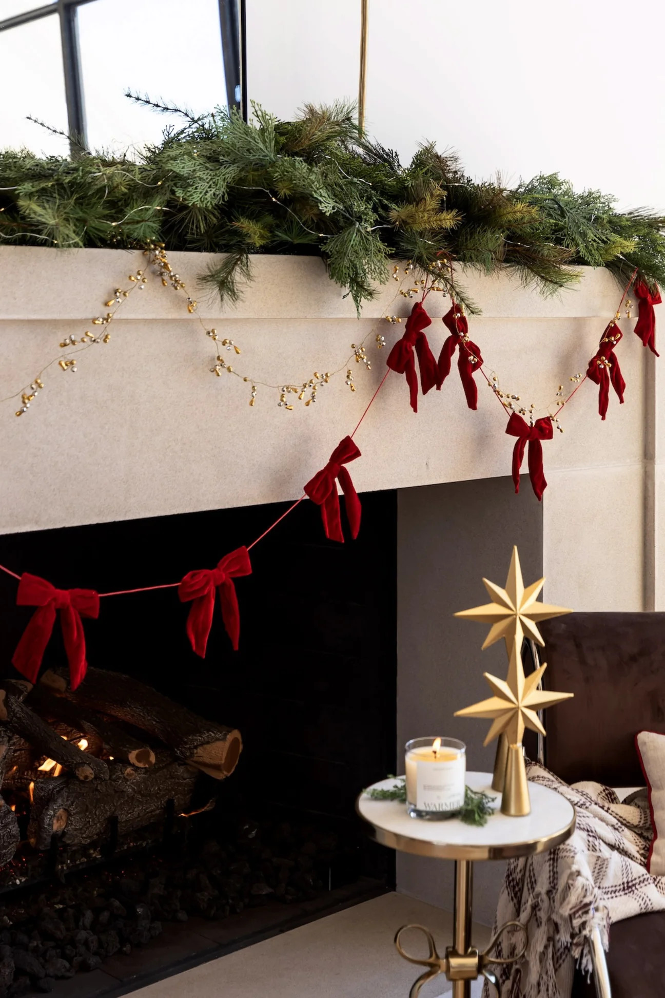 Velvet Bow Garland - Red - 5' | THELIFESTYLEDCO