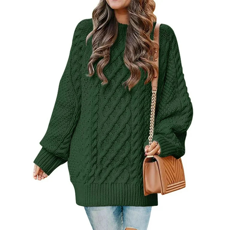 MOSHU Oversized Sweaters for Women Cable Knit Chunky Pullover Sweater - Walmart.com | Walmart (US)