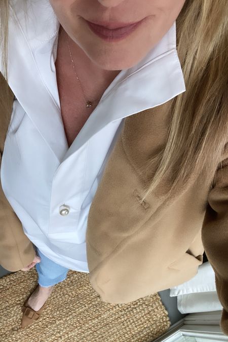 Favorite white blouse.  Coat is from Tuckernuck last year so I linked similar.  Everything else is linked.  Love the kitten heel on these shoes that go with everything!   #tuckernuck #classicstyle 

#LTKstyletip