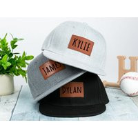 Personalized Toddler Hat Custom Cup Youth Baby Snapback Signature Cursive Name Leather Patch Trucker | Etsy (US)