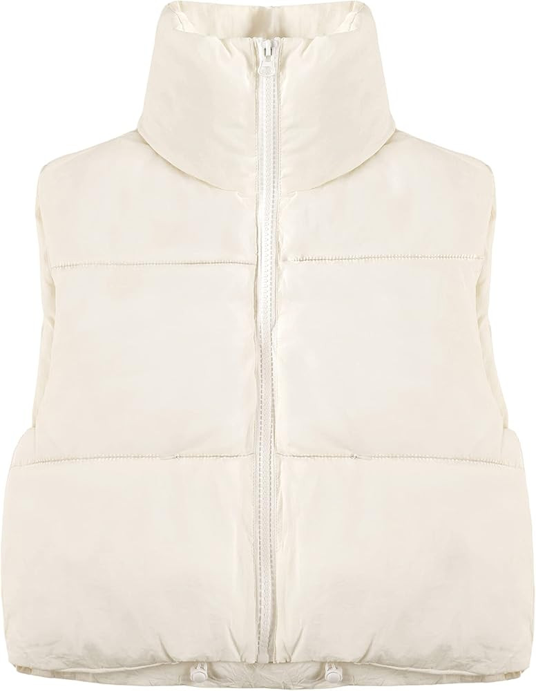 Yeokou Women's Cropped Puffer Vest Zip Up Stand Collar Sleeveless Outerwear with Pockets | Amazon (US)