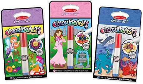 Melissa & Doug On the Go ColorBlast No-Mess Coloring Pad 3-Pack, Fairy, Princess, Sea Life (24 Pi... | Amazon (US)