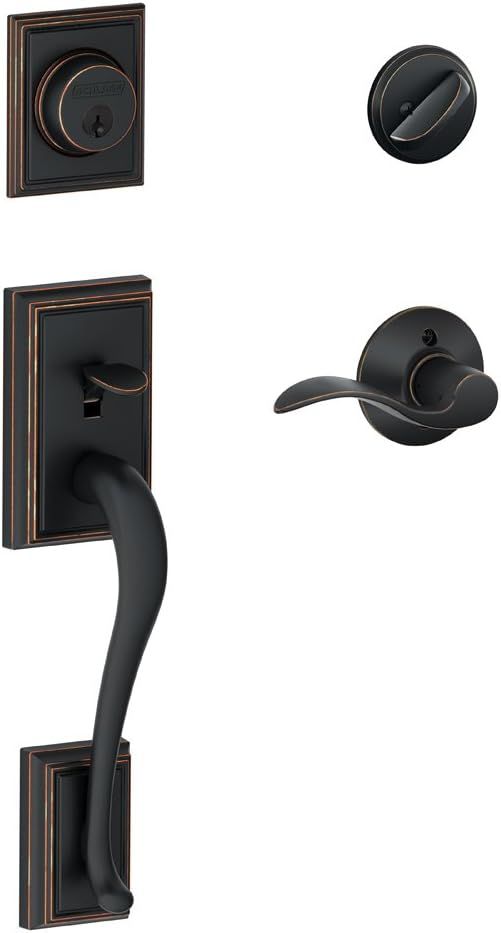 SCHLAGE Addison Single Cylinder Handleset and Right Hand Accent Lever, Aged Bronze (F60 ADD 716 A... | Amazon (US)