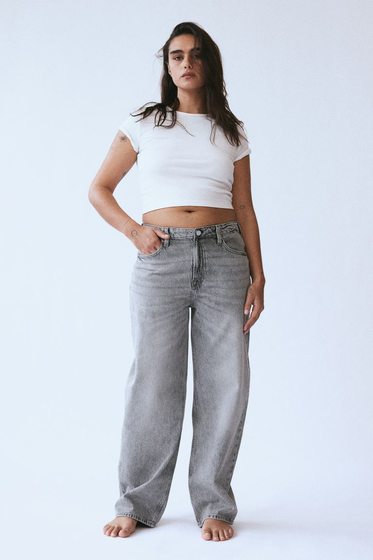Baggy High Jeans - Gray - Ladies | H&M US | H&M (US + CA)