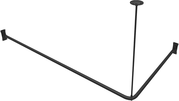 Naiture Stainless Steel 36'' x 36'' Corner Shower Curtain Rod with Ceiling Support, Black Finish | Amazon (US)