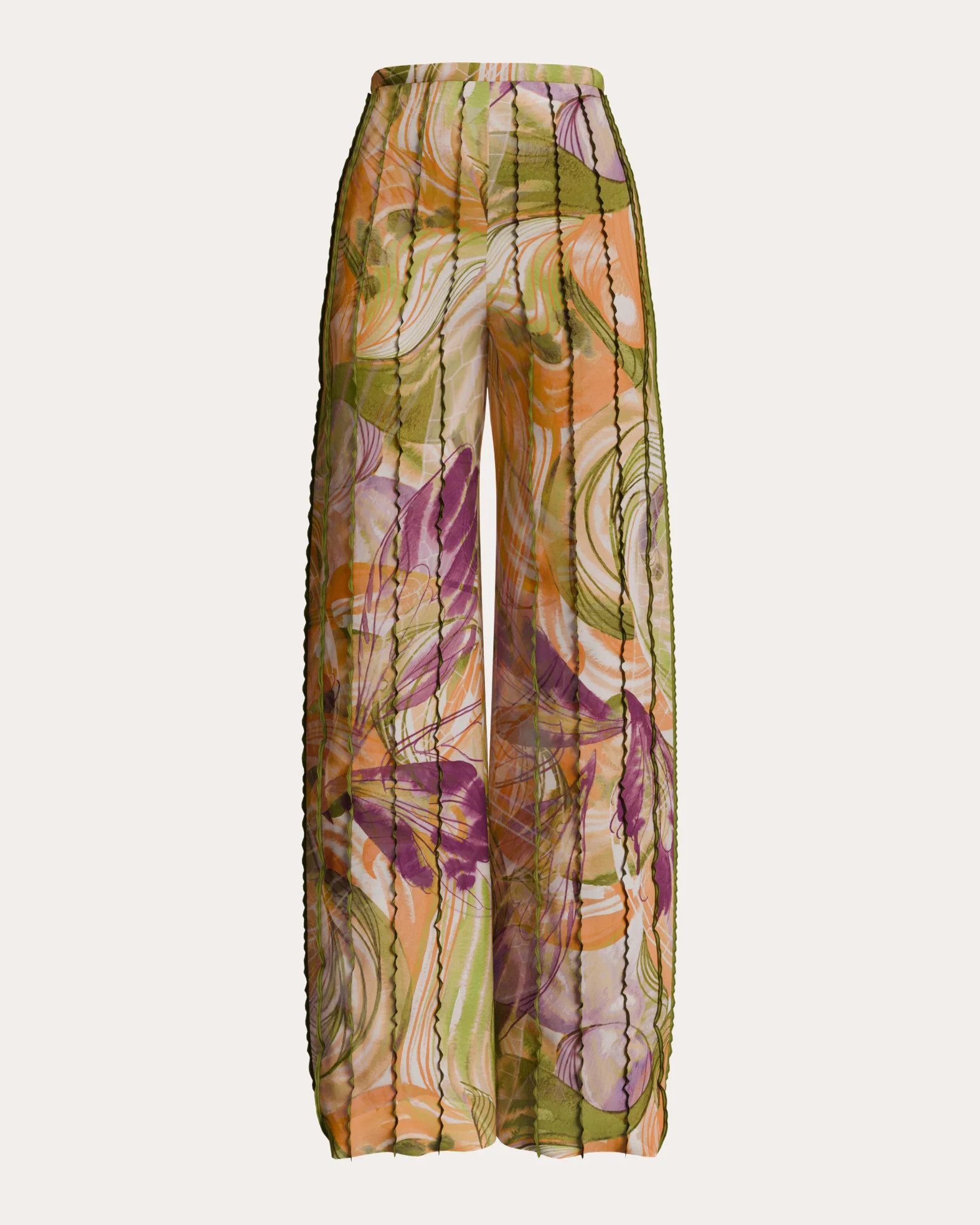 Andrea Iyamah Women's Fara Vibra Mesh Wide-Leg Pants Linen/Viscose/Polyester | Olivela