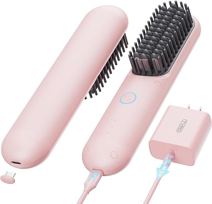 TYMO Cordless Hair Straightener Brush - Porta PRO Portable Straightening Brush for Travel, Mini I... | Amazon (US)