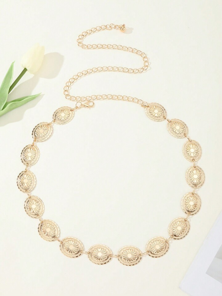 Boho European And American Fashion Metal Waist Chain With Daisy, Petal & Flower Design For Women'... | SHEIN