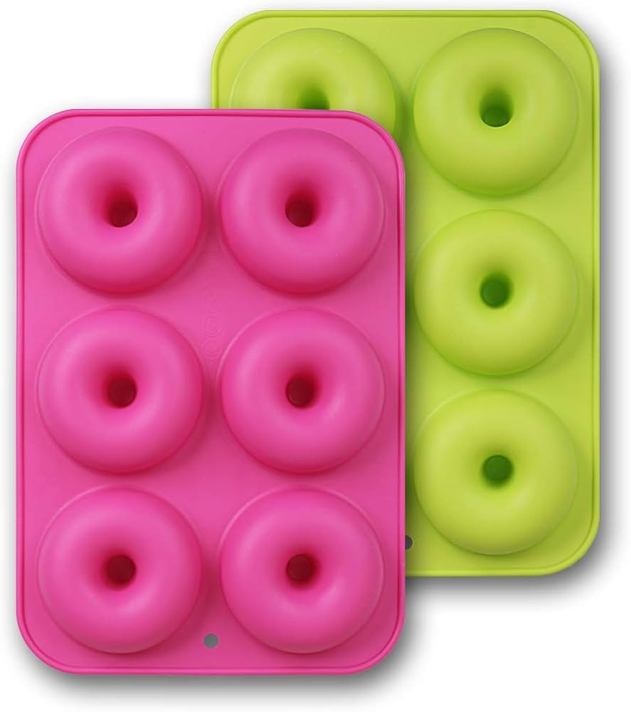 homEdge Silicone Donut Molds, 2-Pack of Non-Stick Food Grade Silicone Pans for Doughnut Baking ... | Amazon (US)