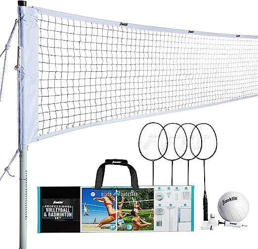 Franklin Sports Volleyball + Badminton Sets - Backyard + Beach Volleyball + Badminton Net Set wit... | Amazon (US)