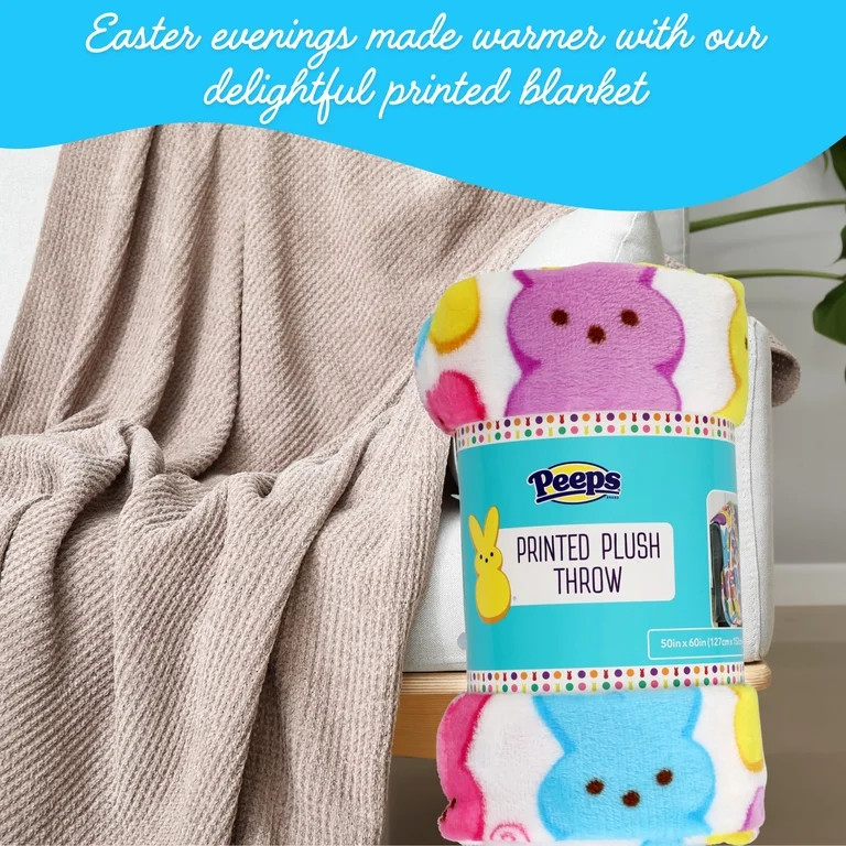 Easter Peeps Bunny Plush Throw Blanket 1 Pack, 50x60 Inch Pink Yellow Purple Blue Soft and Warm B... | Walmart (US)