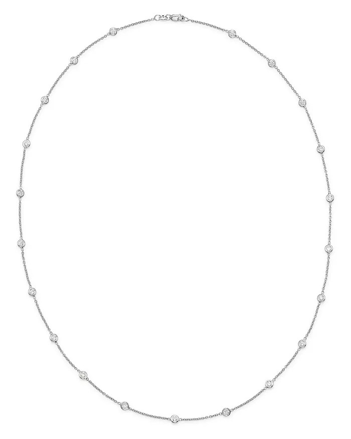 18K White Gold Diamond by the Inch Station Necklace, 24" | Bloomingdale's (US)