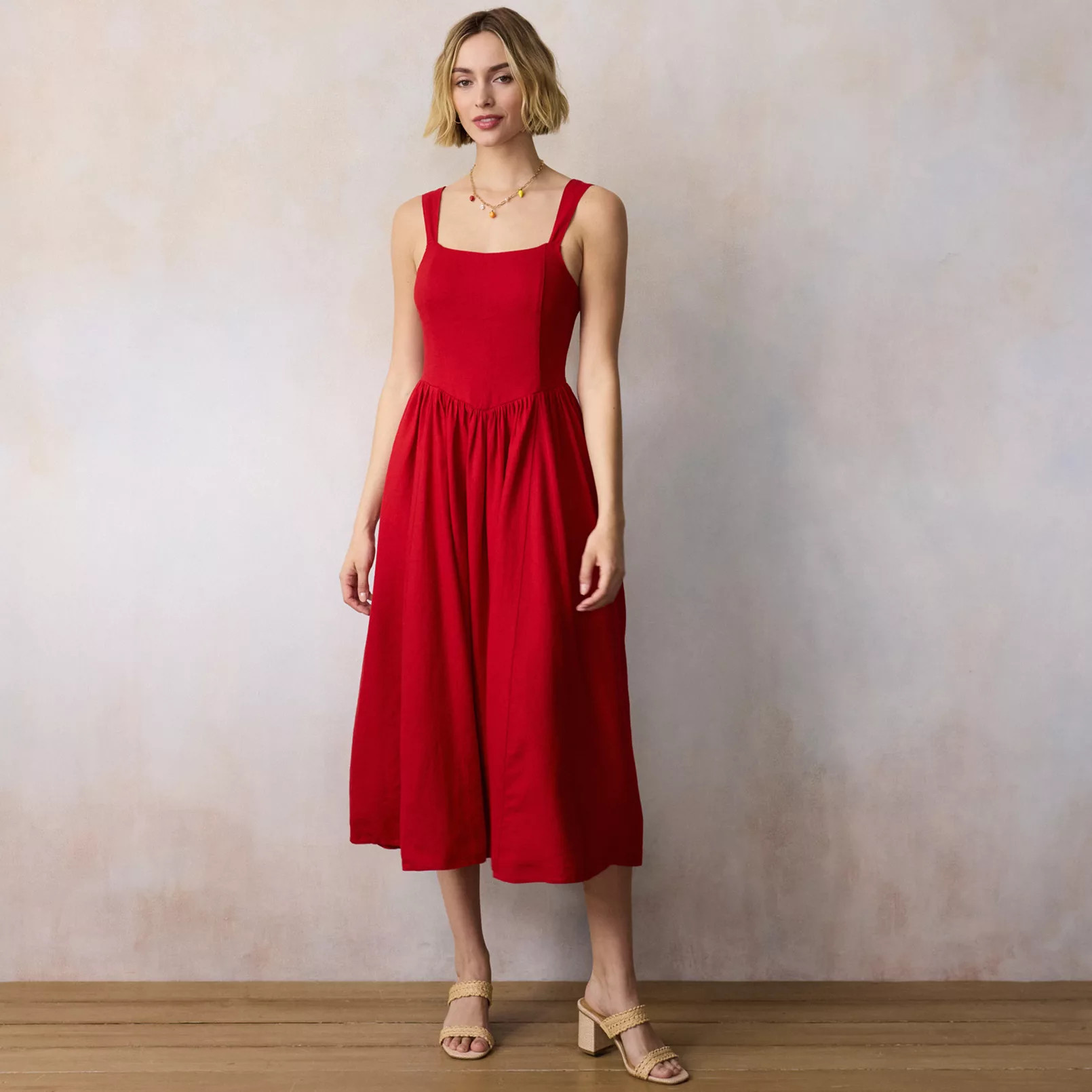 Women's LC Lauren Conrad Seamed Bodice Scoopneck Midi Dress | Kohl's