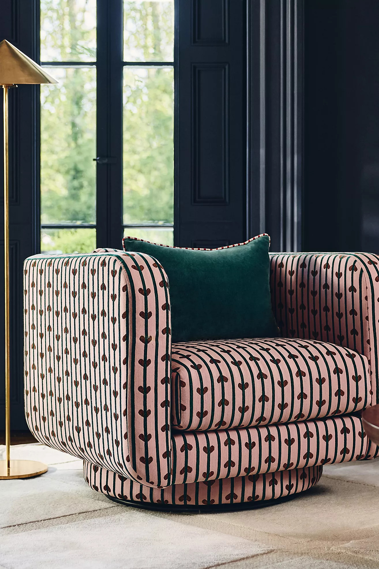 Lulu Madeline Jacquard Swivel Chair | Anthropologie (US)