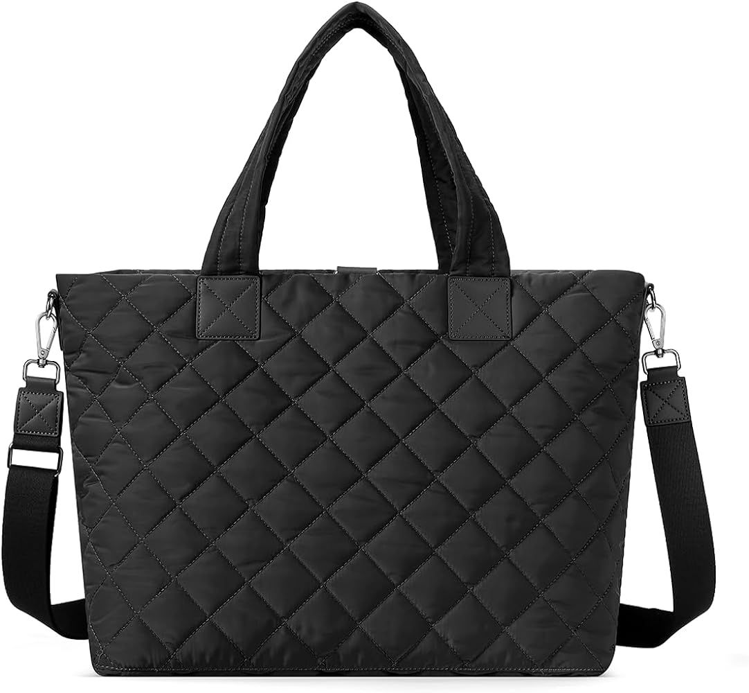 WESTBRONCO Tote Bag for Women with Zipper Large Puffer Quilted Tote Bag for Travel Gym Work | Amazon (US)