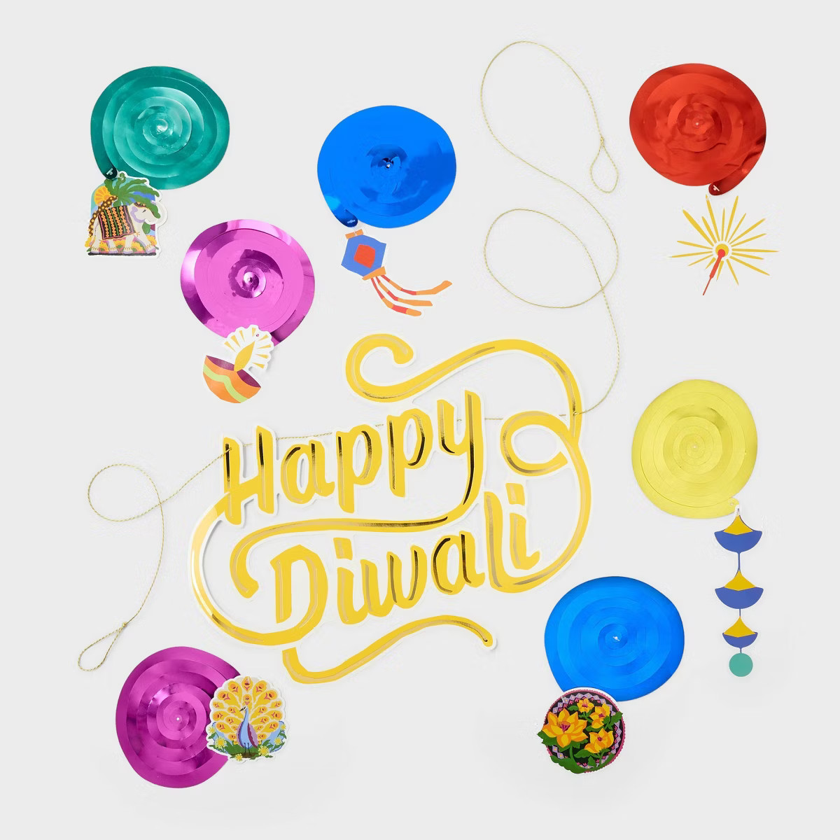 Diwali Decorative Hanging Garland Happy Diwali 8ct | Target