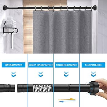 YNL Shower Curtain Rod 34-82 (2.8-6.8ft) Inches, Adjustable Spring Shower Rod No Drilling, Non-Sl... | Amazon (US)