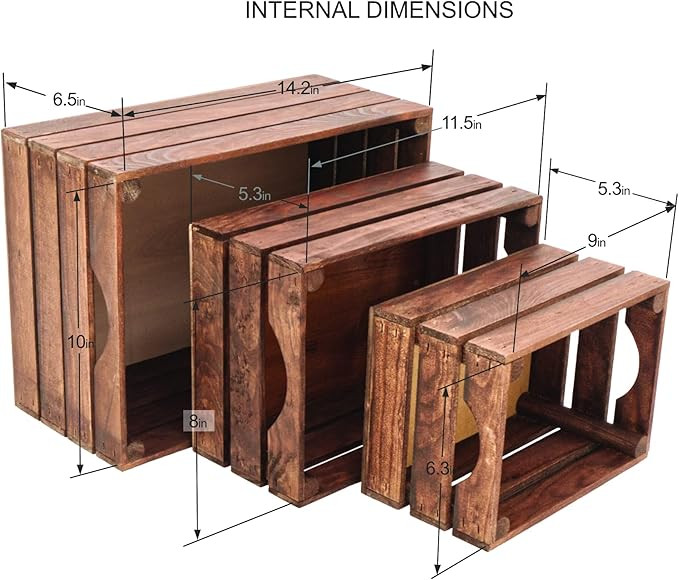 Rustic Wood Crates for vintage decorative display, Nesting Crate set for storage and farmhouse st... | Amazon (US)