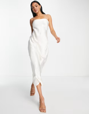 SNDYS bandeau satin midaxi dress in champagne | ASOS (Global)