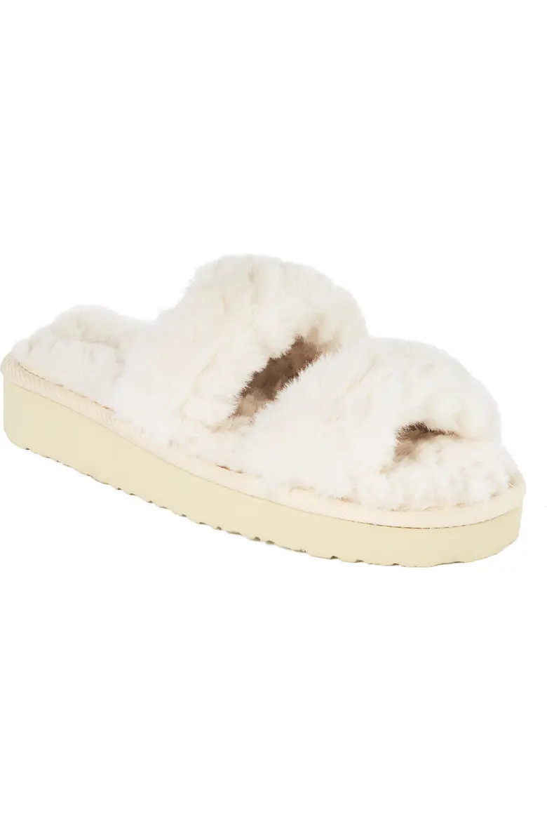 Teddy Faux Fur Two Band Slipper (Women) | Nordstrom | Nordstrom