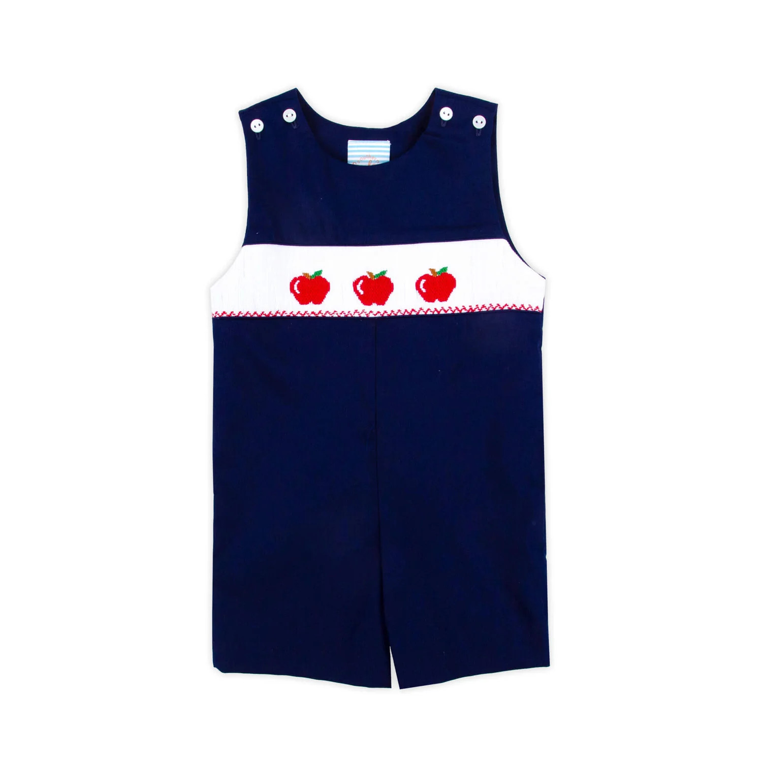 Apple Smocked Navy Jon Jon | Classic Whimsy
