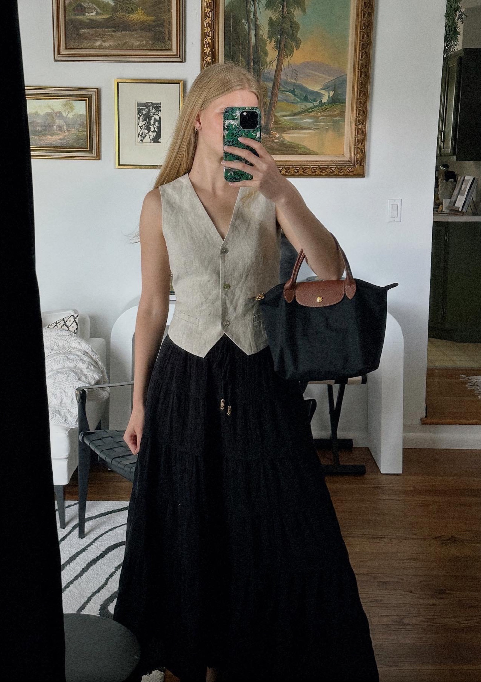 Easy outfit for dinner on a hot day, black skirt, linen vest, comfy outfits 

#LTKunder100 #LTKstyletip #LTKFind