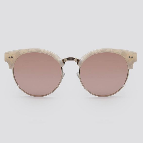 Women's Clubmaster Plastic Metal Combo Round Sunglasses - A New Day™ Off White | Target