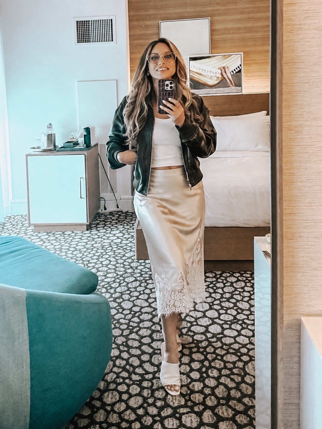 Obsessed with this Reformation silk skirt outfit 🤍 Elevated outfit of the day, leather jacket featuring a satin midi skirt, neutral evening look, vacation style, and chic date night outfit inspiration. Perfect for spring and summer dinners, rooftop cocktails, and effortless capsule wardrobe styling.

#Reformation #SilkSkirt #SatinSkirt #MidiSkirt #OOTD #LTKStyle #DateNightOutfit #VacationStyle #NeutralStyle #CapsuleWardrobe #SpringStyle #SummerStyle #HotelStyle #EffortlessStyle

#LTKootd #LTKTravel #LTKBeauty