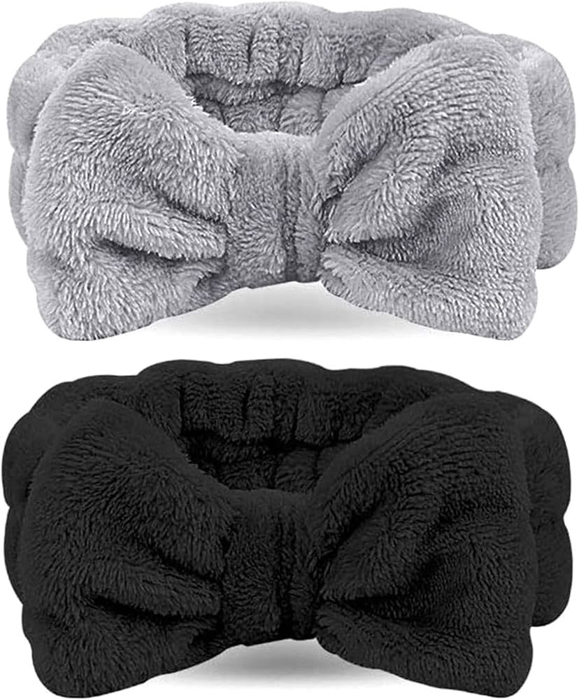 LADES 2 Pack Makeup Hair Headband, Bow Spa Headbands for Women Teen Girl Gifts Trendy Stuff, Soft... | Amazon (US)