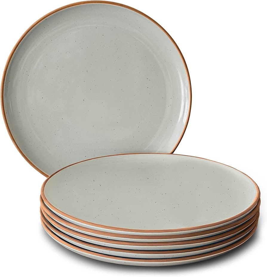 Mora Ceramic Dinner Plates Set of 6, 10 inch Dish Set - Microwave, Oven, and Dishwasher Safe, Scr... | Amazon (US)