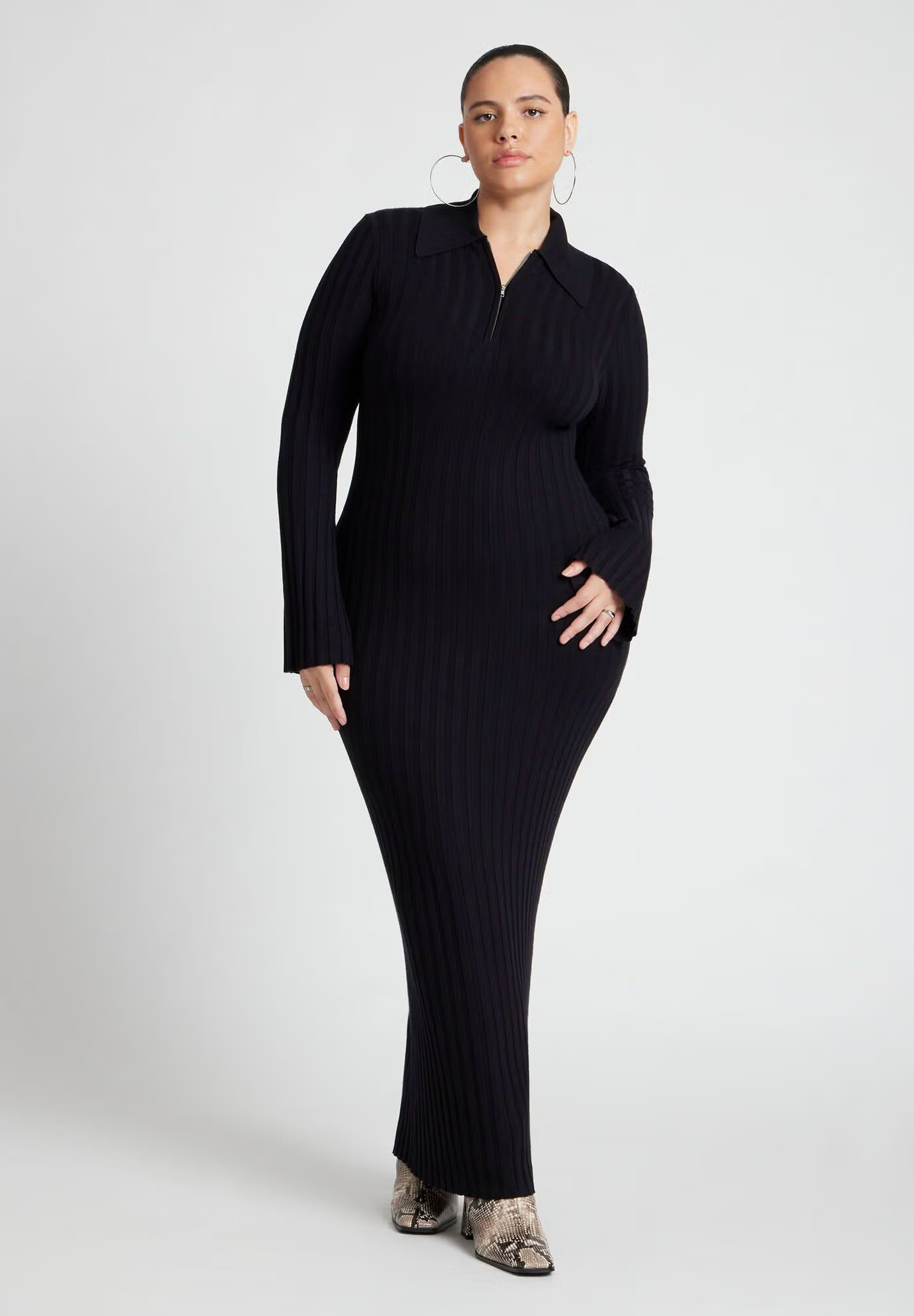 Zipper Sweater Dress With Collar | Eloquii