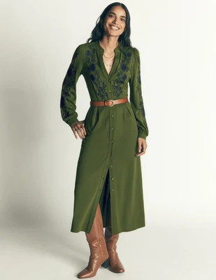 Boden Women's Juliet Jersey Midi Dress in Green | Size 6 | Boden (US)