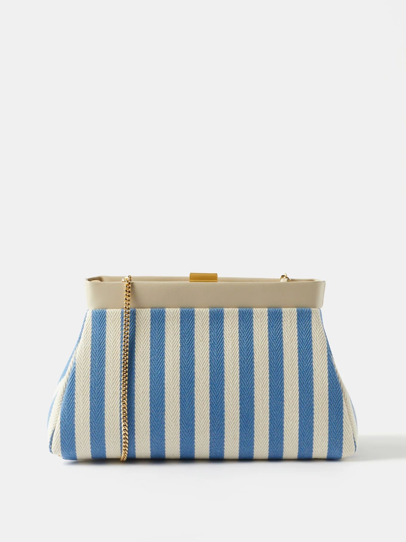 Cannes striped canvas clutch bag | Matches (US)