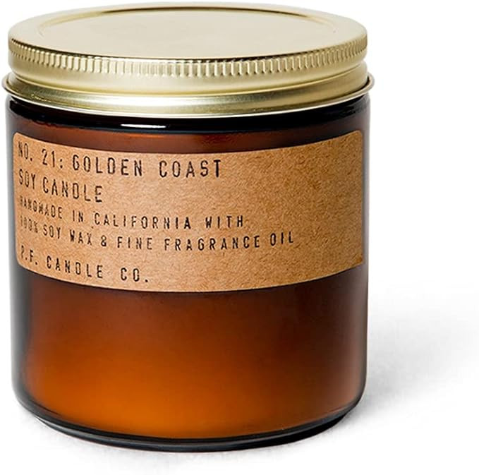 P.F. Candle Co. Golden Coast Classic Large Scented Soy Wax Candle (12.5 oz) 60-70 Hour Burn Time,... | Amazon (US)