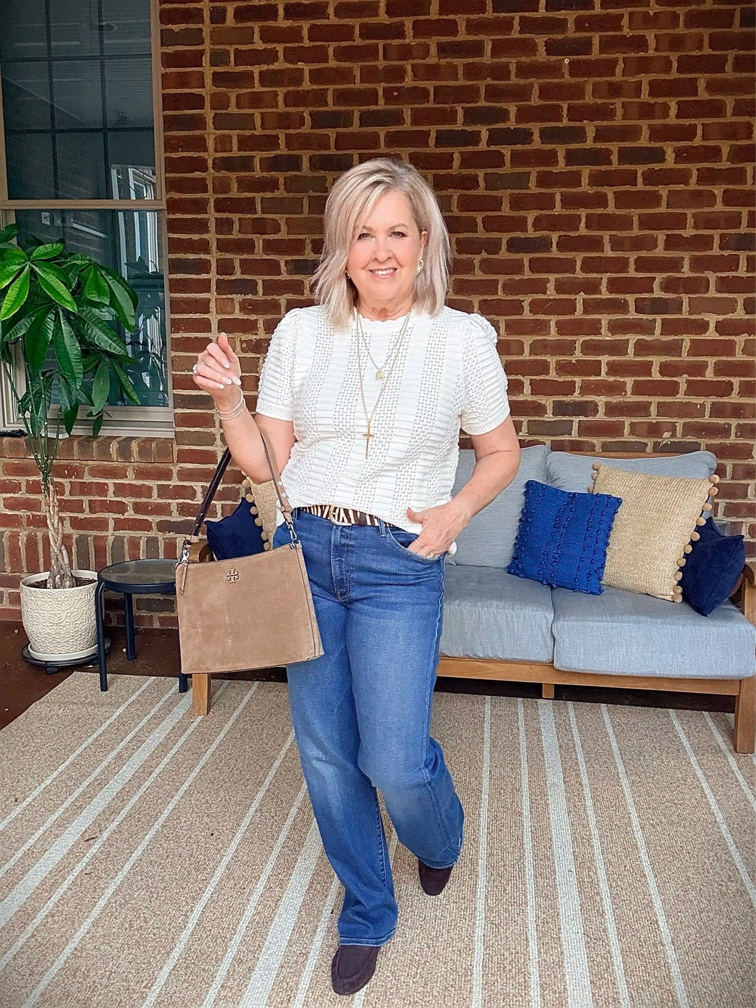 Try on with some of my favorite finds from the Nordstrom Anniversary sale! My sweater is a size large and jeans are a size 30. My belt is a large and loafers are a size 9.

#LTKootd #LTKWorkwear #LTKOver40