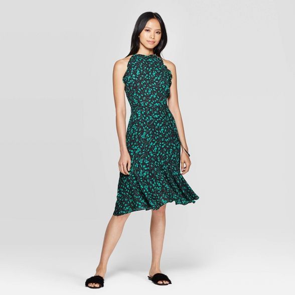 Women's Sleeveless Halter Neck A Line Midi Dress - Who What Wear™ | Target