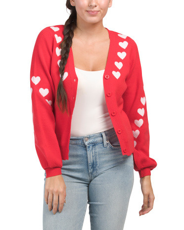 Heart Cardigan With Balloon Sleeves | TJ Maxx