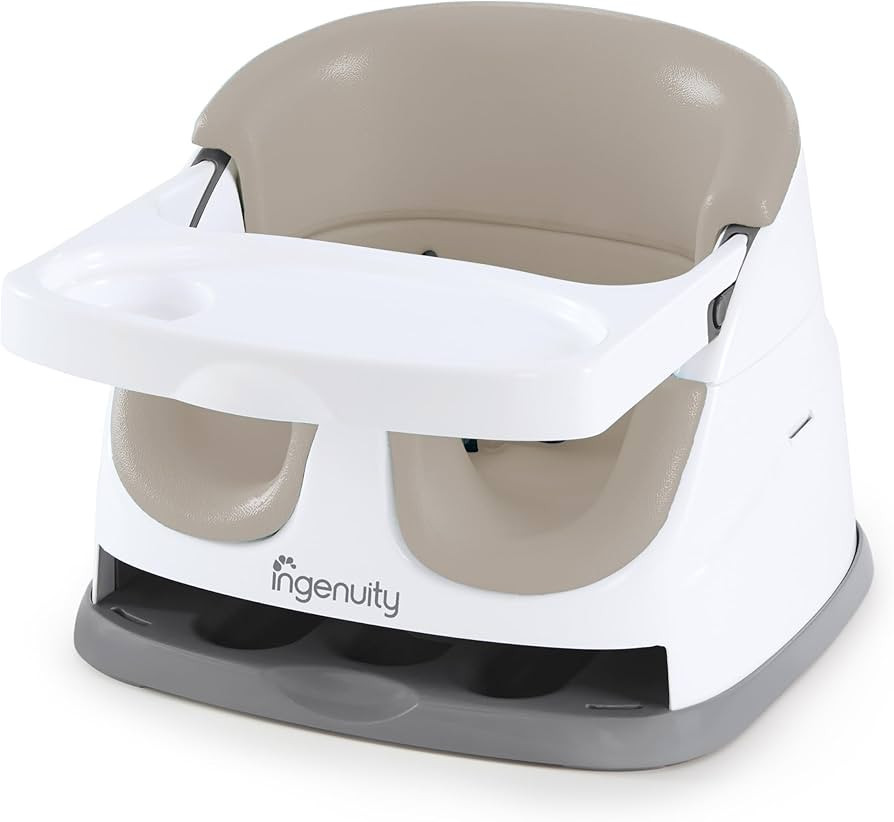 Ingenuity Baby Base 2-in-1 Booster Feeding and Floor Seat with Self-Storing Tray - Cashmere | Amazon (US)