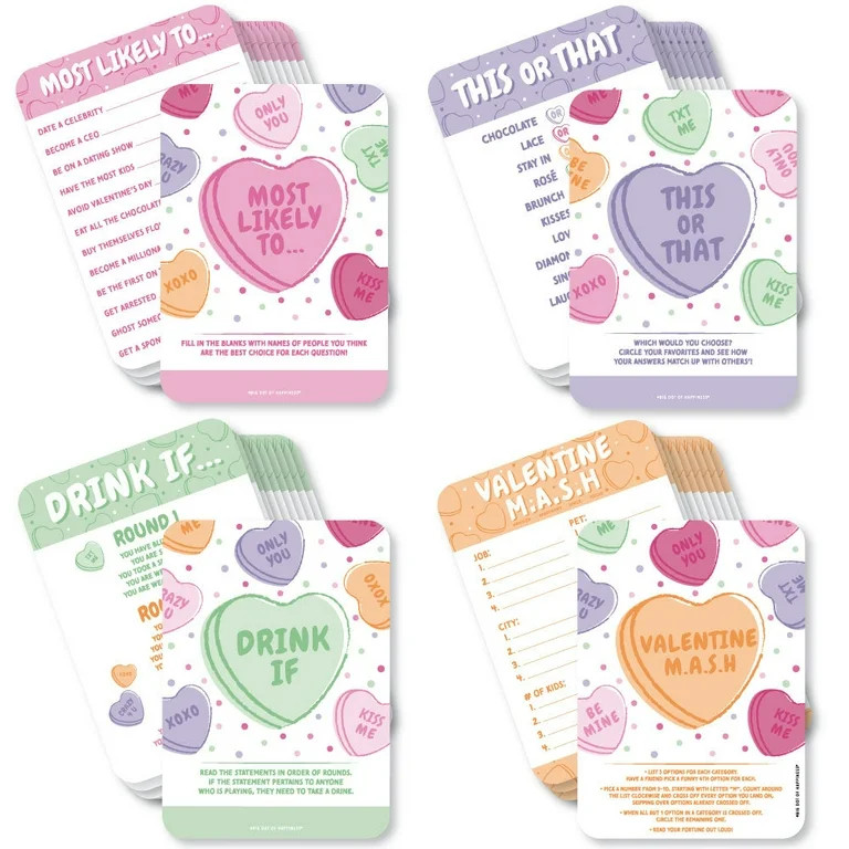 Big Dot of Happiness Valentine Hearts Game Pack - 4 Adult Galentine’s & Valentine’s Day Party... | Walmart (US)