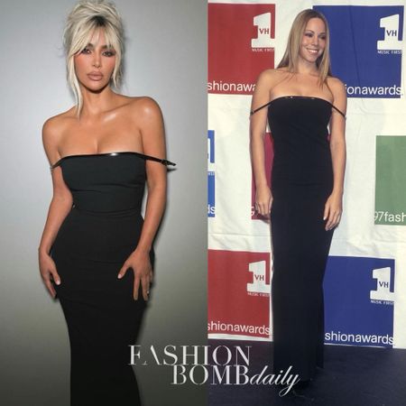 #whoworeitbetter ? Both #kimkardashian and #mariahcarey have worn this #Gucci x #tomford Fall 1997 dress. @mariahcarey was the first to rock this #lbd to the 1997 #vh1fashionawards . @kimkardashian plucked the piece from @therealist for a shoot with makeup artist @chrisappleton1 . Both ladies wore the dress similarly, with #kimkardashianfbd rocking a blonde updo and #mariahcareyfbd keeping her locks straight and sleek. Both look 💣, but #wwib ? Find a link to purchase this dress for $6,000 at @1stdibs via the link in bio! 📸 #chrisappleton / Getty #kimkardashianfbd