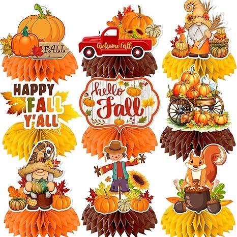 Fall Party Decorations, 9pcs Fall Table Decorations Centerpieces, Fall Festival Decorations 3D Do... | Amazon (US)