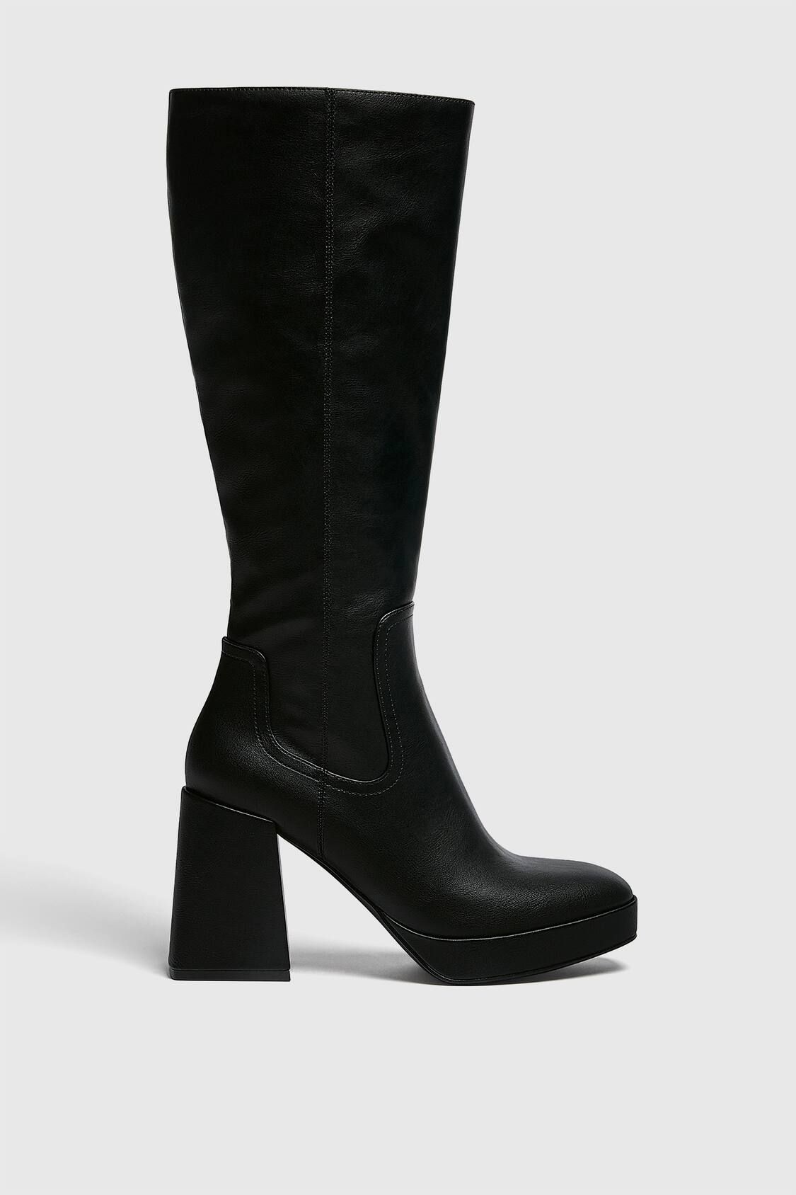 Knee-high heeled boots | PULL and BEAR UK