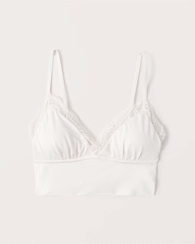 Satin Lace-Trim Bralette | Abercrombie & Fitch (US)
