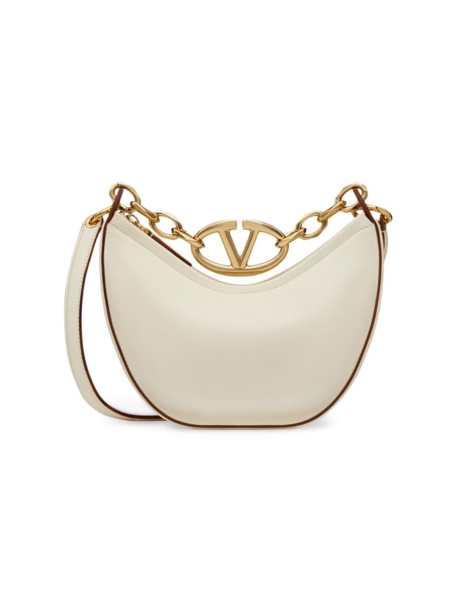 Shop Valentino Garavani VLogo Moon Mini Hobo Bag in Nappa Leather | Saks Fifth Avenue | Saks Fifth Avenue