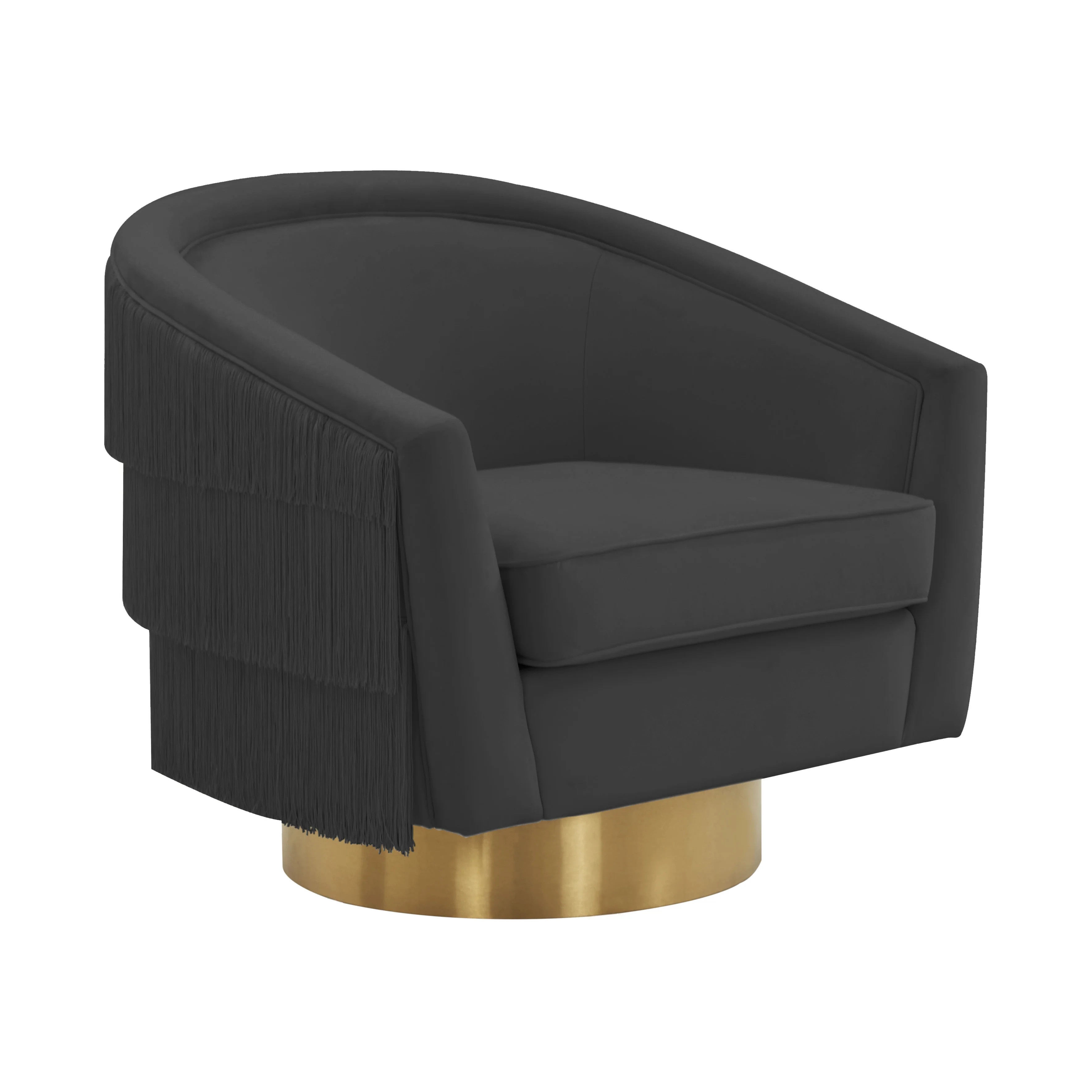 TOV Furniture Flapper Black Velvet Swivel Chair with Gold Base | Walmart (US)