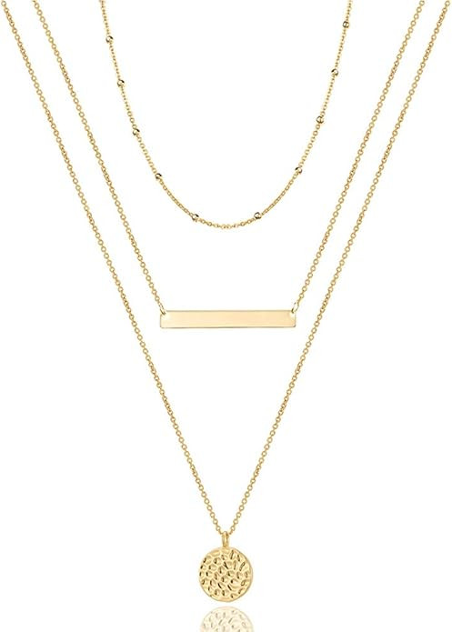 Turandoss Dainty Layered Choker Necklace, Handmade 14K Gold Plated Y Pendant Necklace Multilayer ... | Amazon (US)