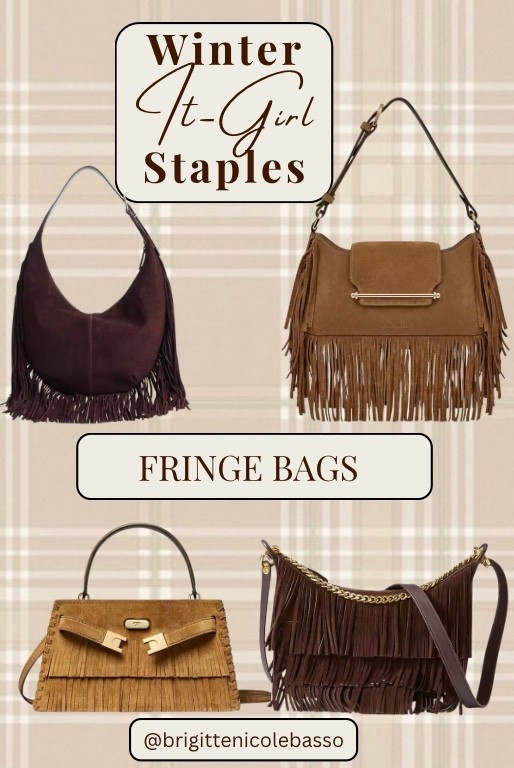 Fringe bags are the winter It-Girl staple—rich suede, warm browns, Western-luxe edges that add movement and texture to any cold-weather look. Think Aspen chalet energy, cozy knits, denim, shearling coats, and a statement fringe bag that pulls the whole outfit together. These pieces feel timeless, elevated, and effortlessly boho-glam—perfect for everyday styling or a polished night-out winter look. Shop the full edit below featuring suede fringe handbags, brown leather shoulder bags, trending fringe totes, designer-inspired options, Western chic crossbodies, and neutral wardrobe staples that pair perfectly with your winter capsule closet. #WinterItGirl #FringeBags #NeutralWardrobe #LTKTrendAlert #BrownHandbag #PinterestAesthetic #DesignerBagDupe #BohoLuxe

#LTKCyberWeek #LTKGiftGuide #LTKHoliday