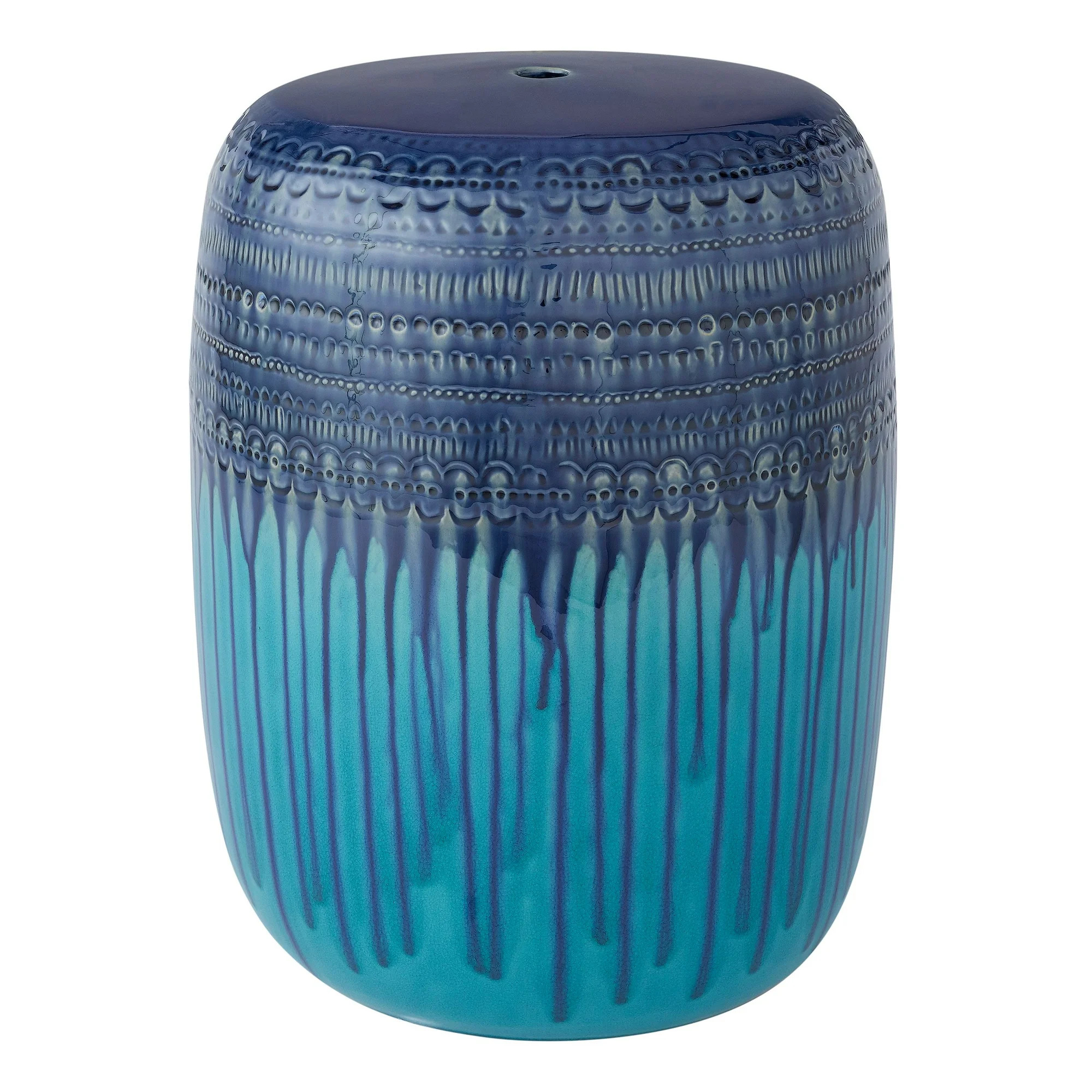 Better Homes & Gardens Blue Teal Glazed Ceramic Garden Stool, 17" | Walmart (US)
