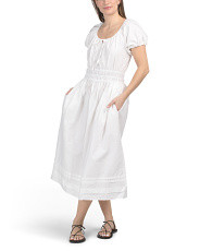 Puff Sleeve Taped Hem Midi Dress | Marshalls