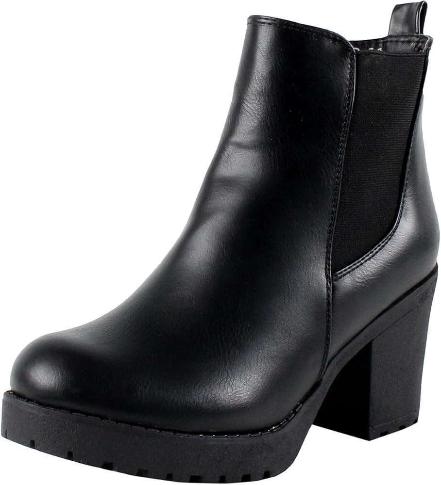 REFRESH CLUB-01 Women's Slip On Chunky Heel Ankle | Amazon (US)